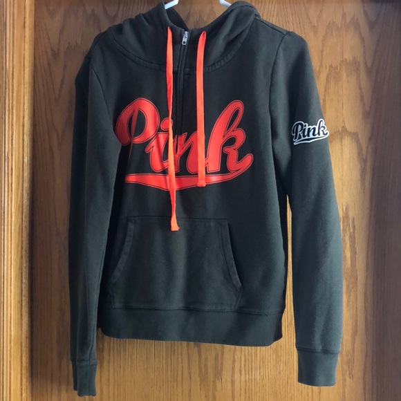 PINK Victoria's Secret Tops - Green and Orange VS Half Zip Hoodie